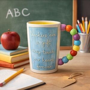 Sandra Magsamen Teacher Mug Beaded Handle Art Mug 5.5” Gift